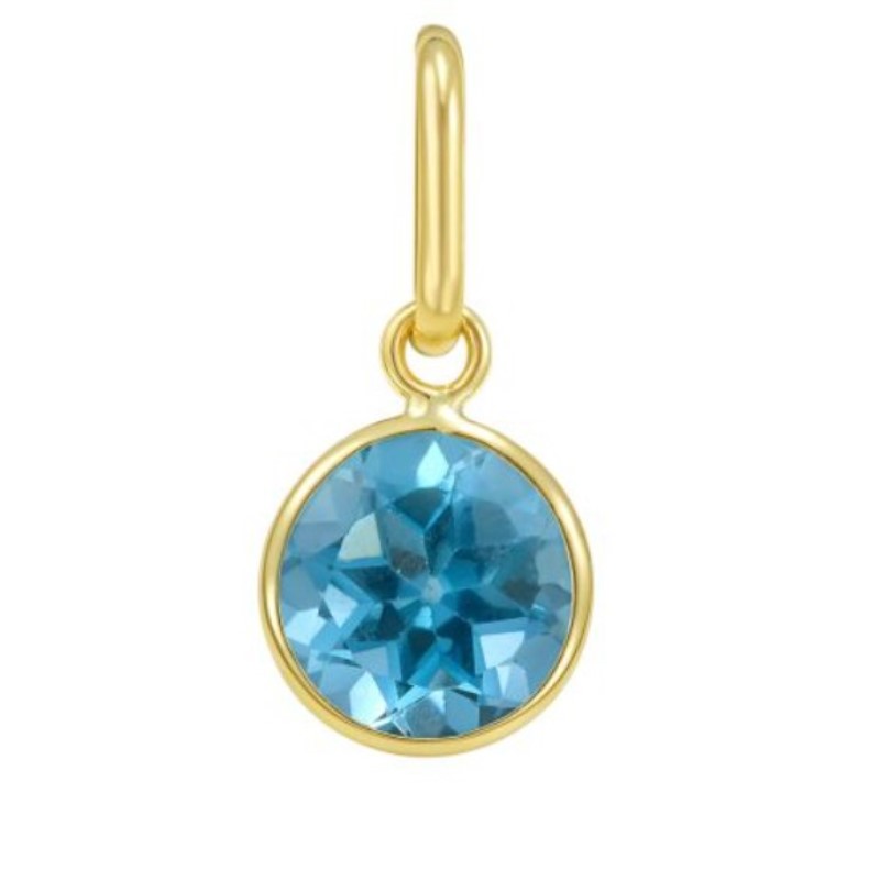 Round Swiss Blue Topaz Charm Pendant
