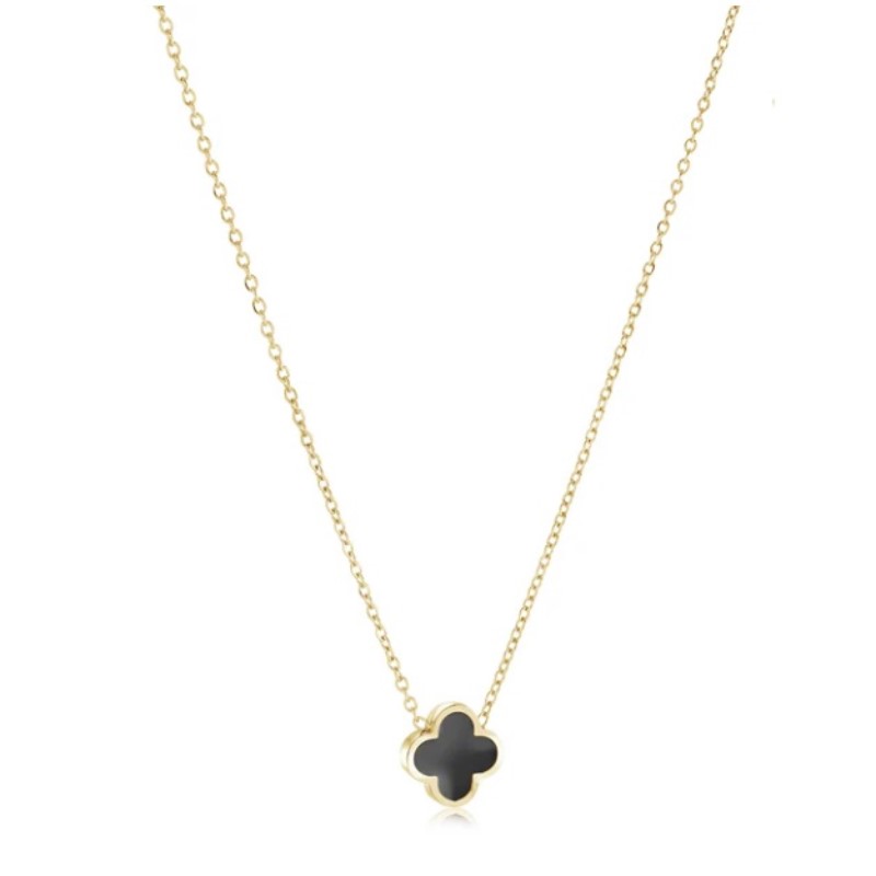 Veloria Collection Black Enamel Clover Necklace