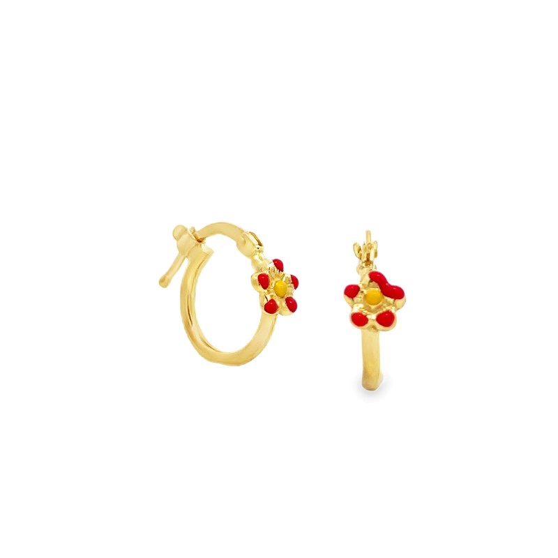 AMen Baby Enamel Flower Hoop Earrings