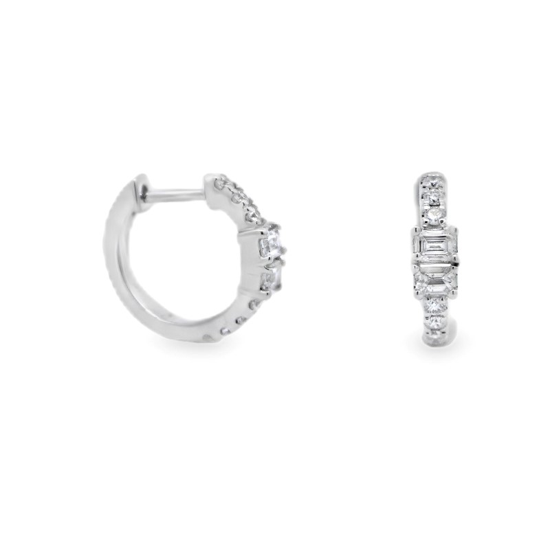 Emerald Cut Diamond Huggies