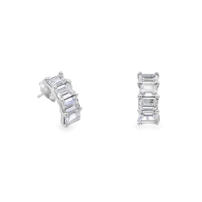 Emerald Cut Diamond Drop Earrings