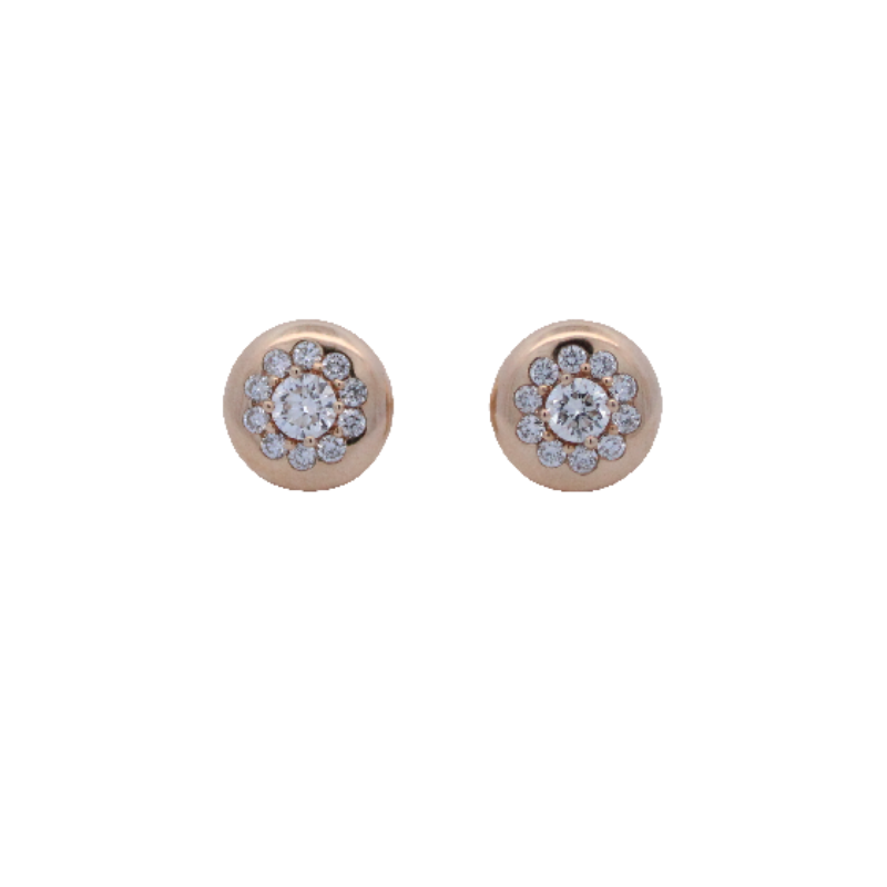 Round Diamond Button Earrings
