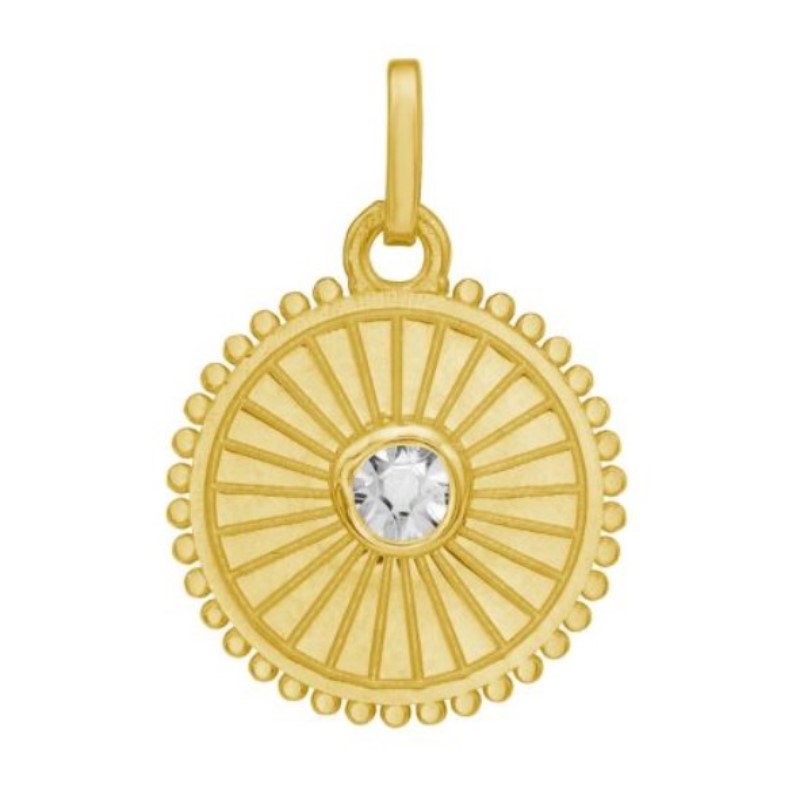 Solitaire Diamond Disc Charm Pendant