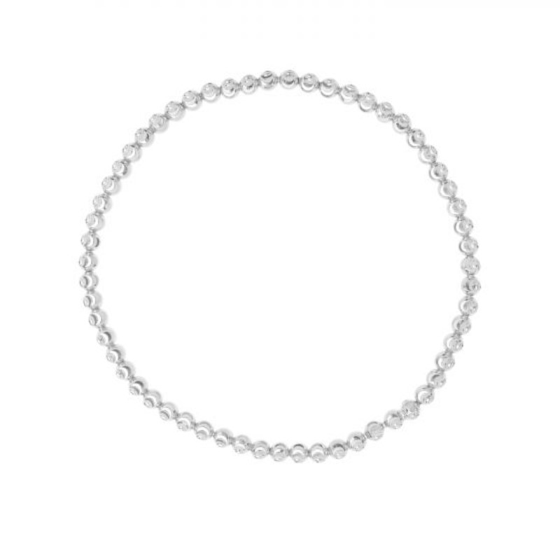 14K White Moon-Cut Bead Stretch Bracelet