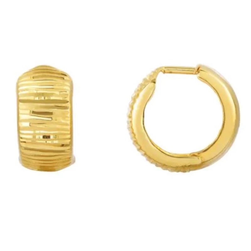 Chunky Diamond Cut Huggie Hoops Chunky Diamond Cut Huggie Hoops