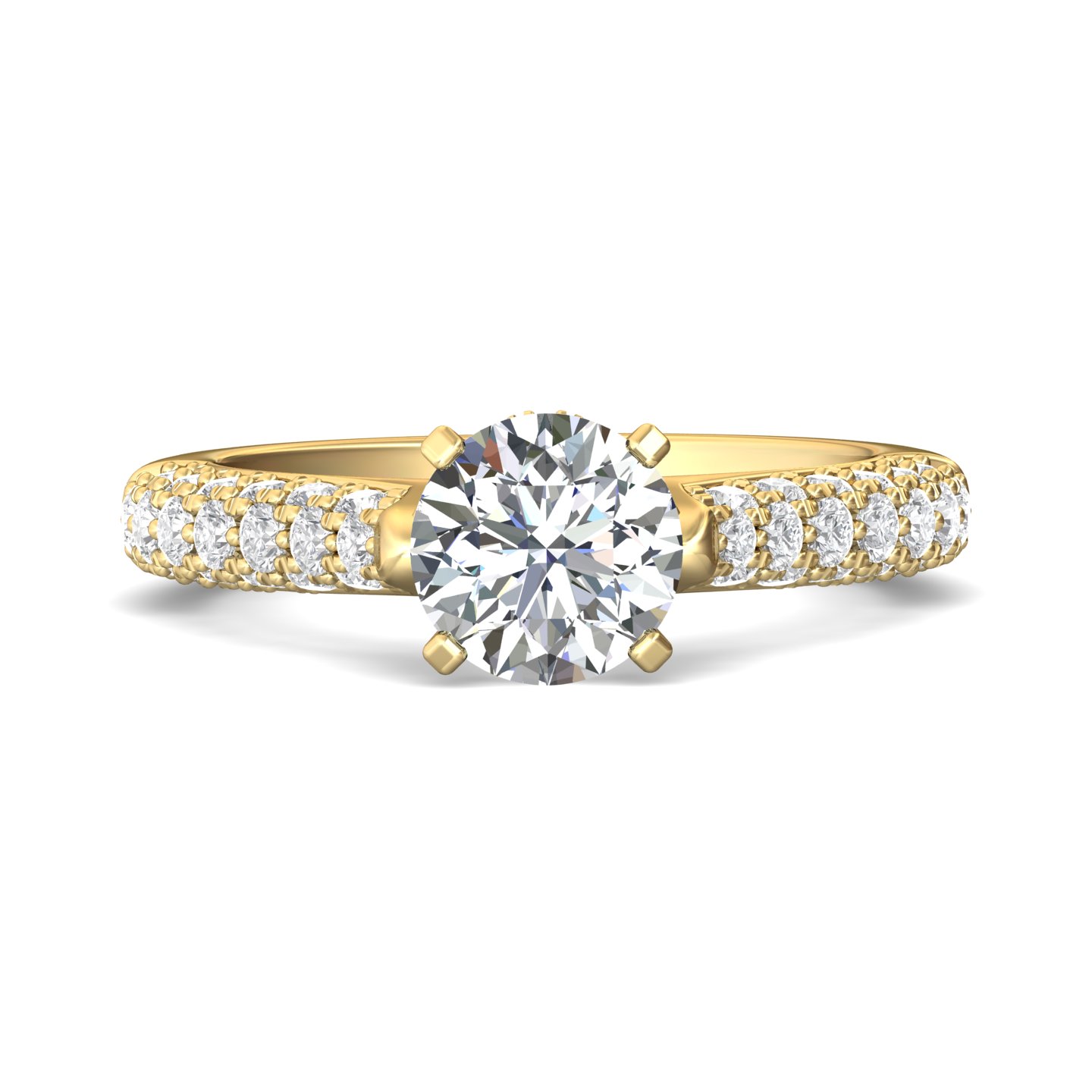 18K Yellow Gold Round Diamond Engagement Ring
