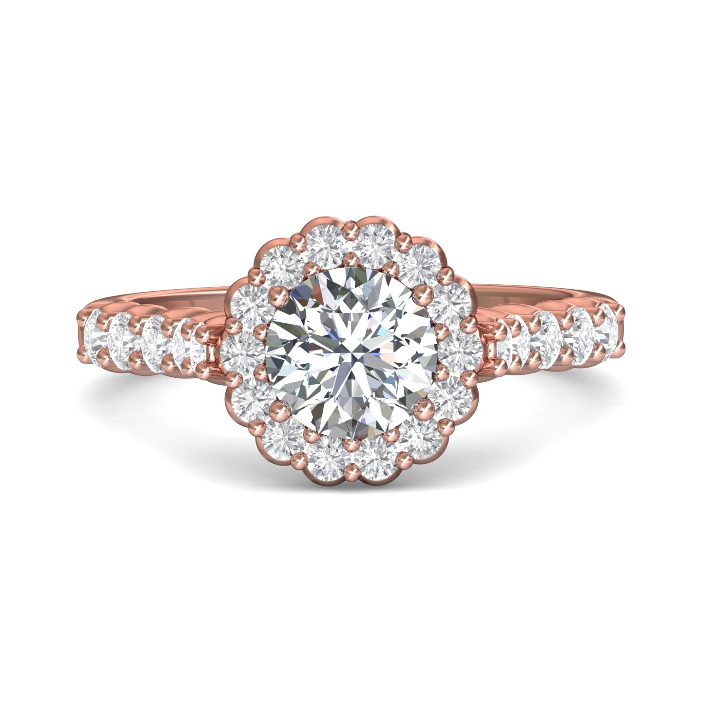18K Rose Gold Round Diamond Engagement Ring