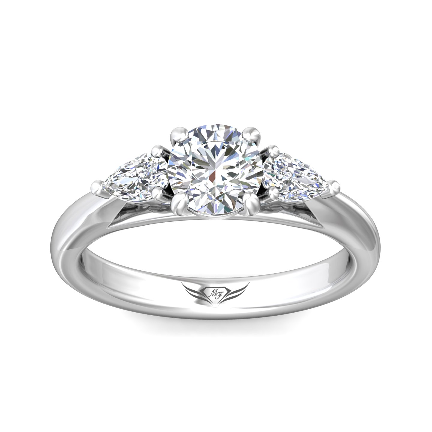 14K White Gold Round Diamond Engagement Ring