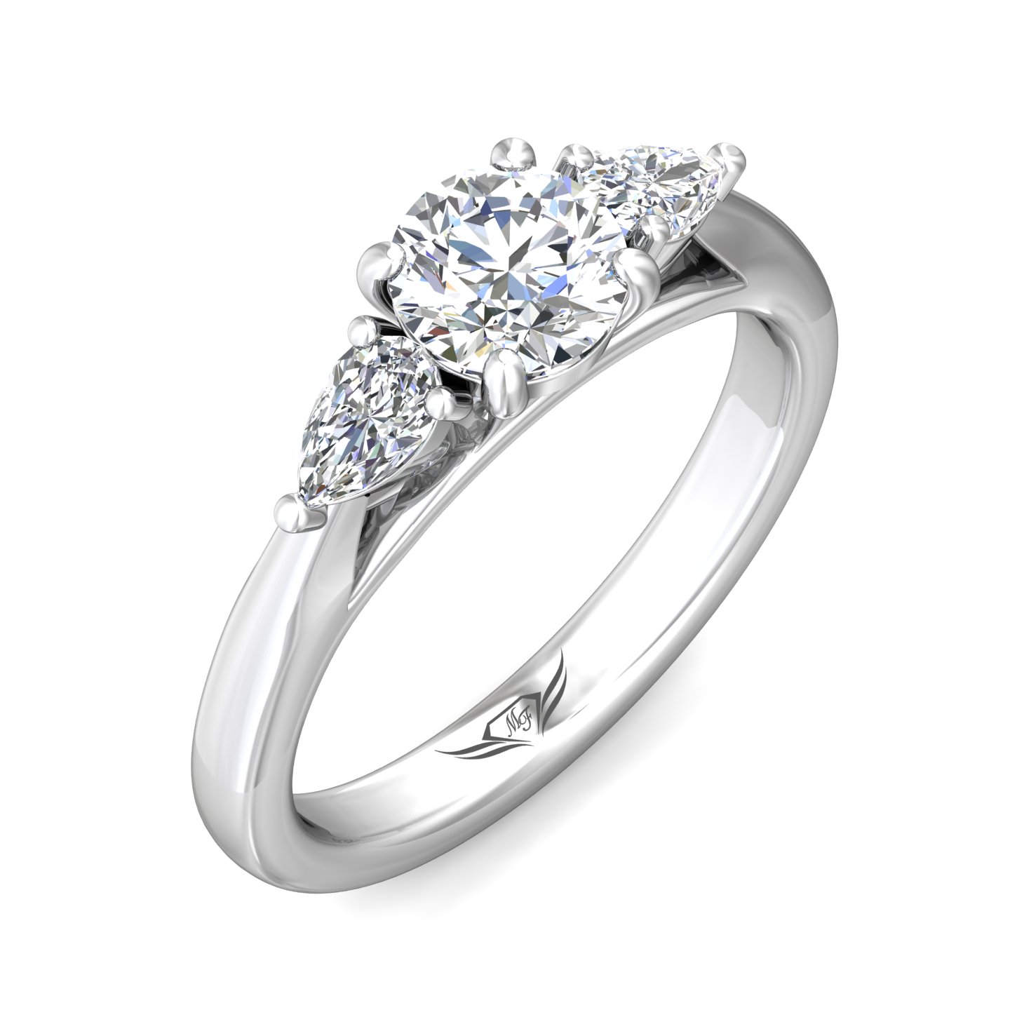 14K White Gold Round Diamond Engagement Ring