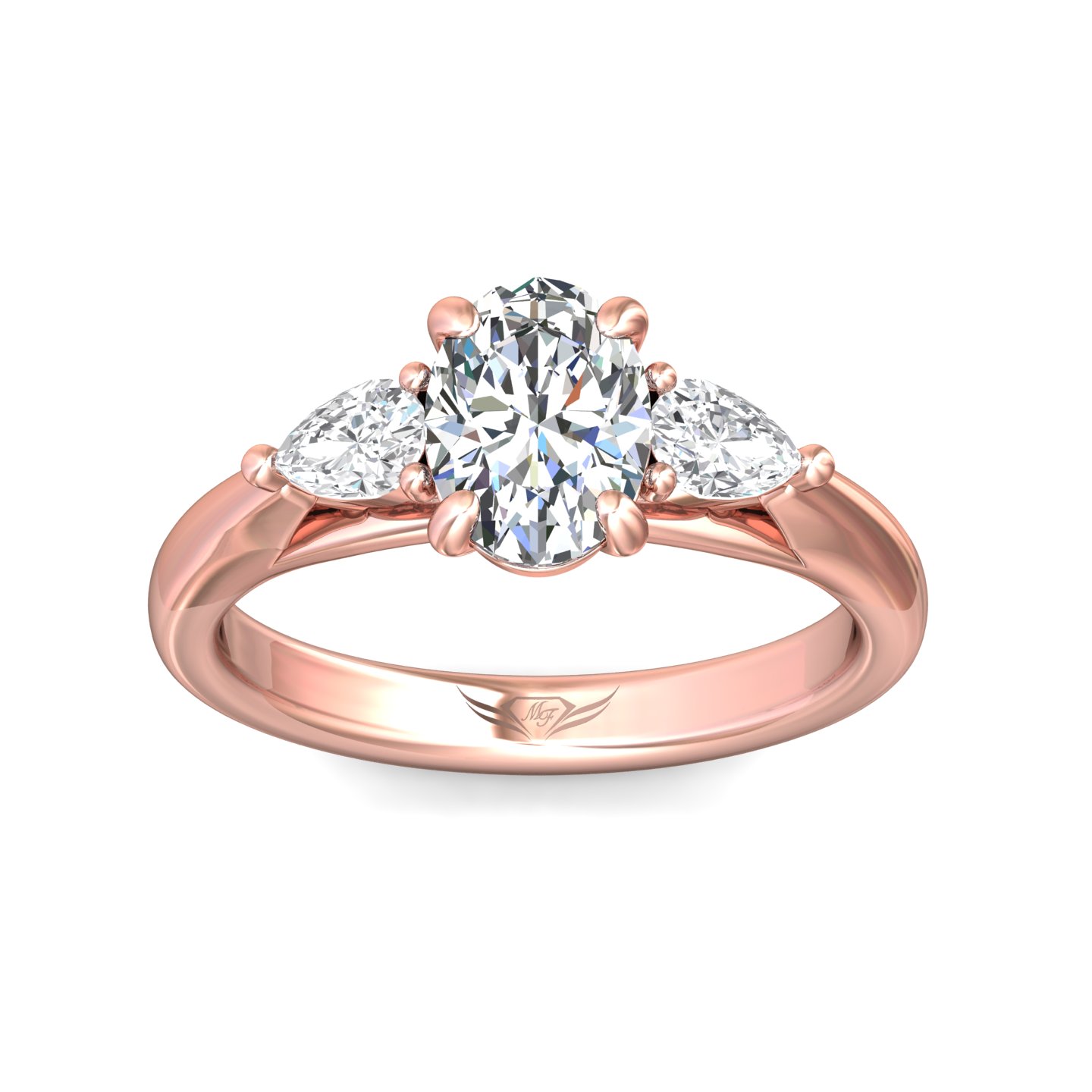 14K Rose Gold Oval Diamond Engagement Ring