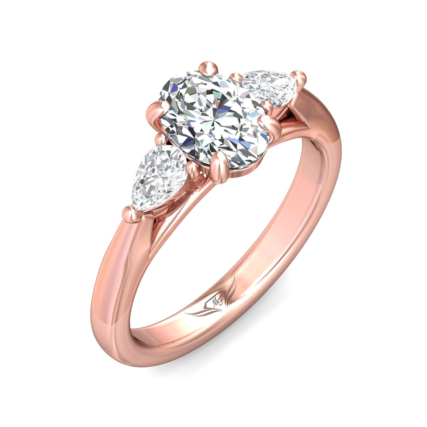 14K Rose Gold Oval Diamond Engagement Ring