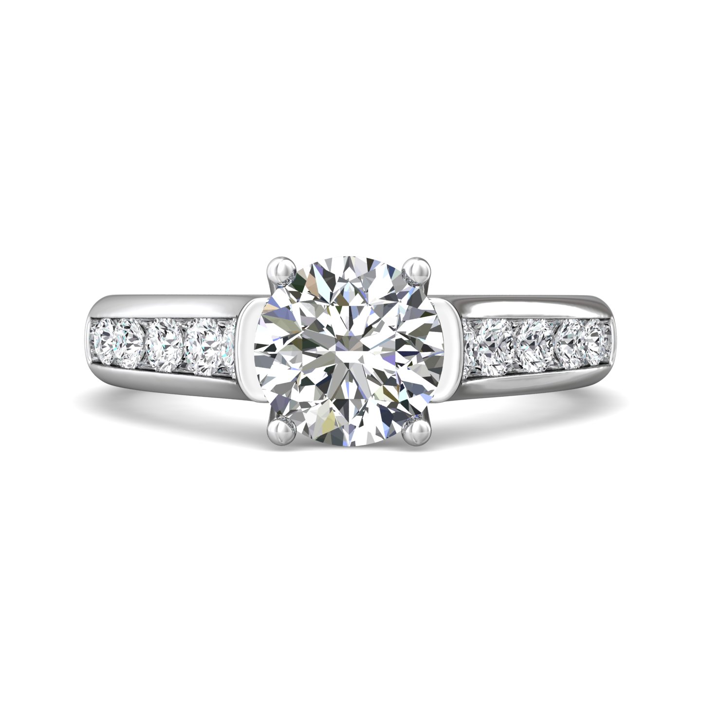 18K White Gold Round Diamond Engagement Ring