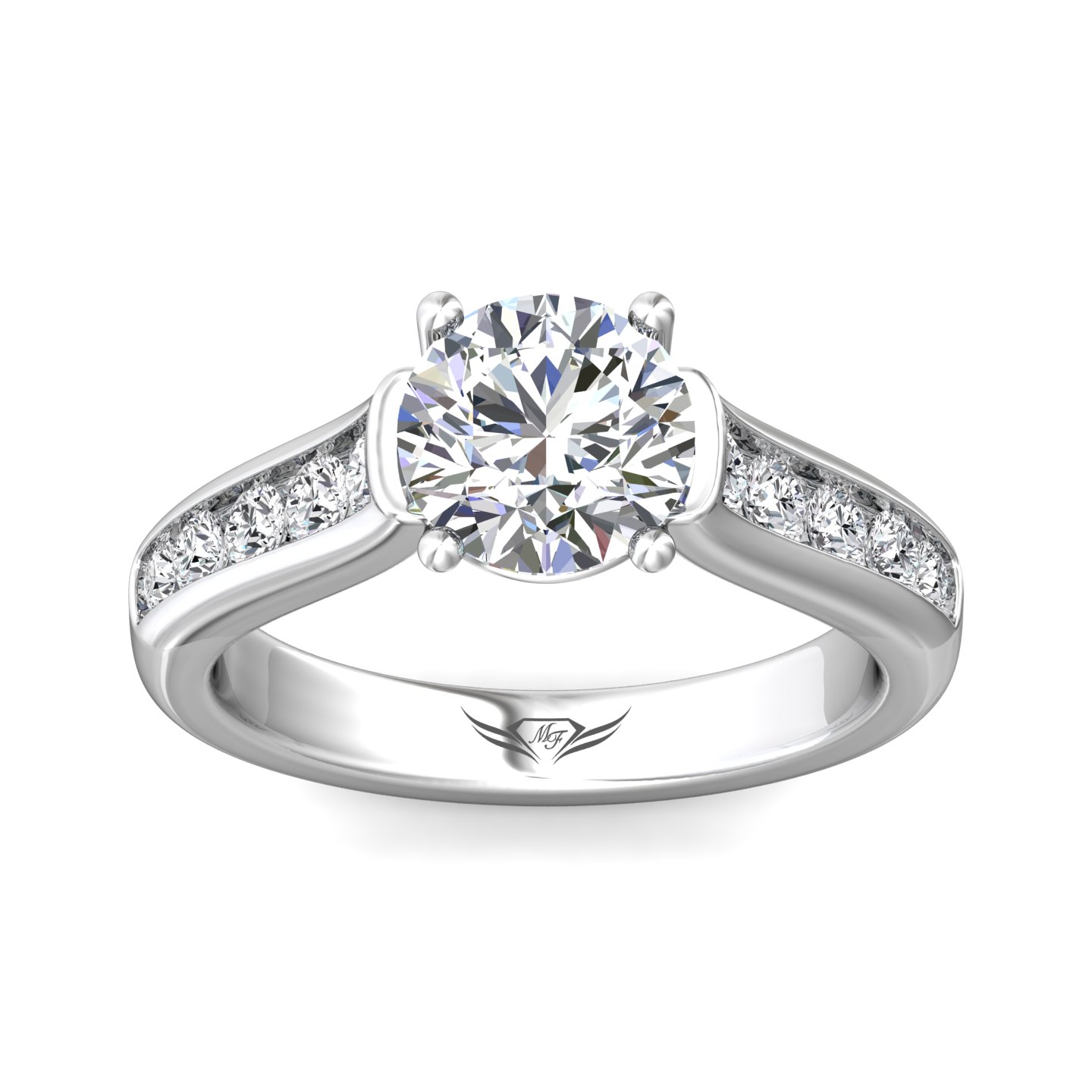 18K White Gold Round Diamond Engagement Ring