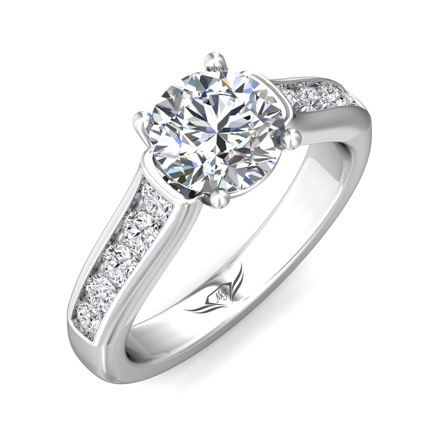 18K White Gold Round Diamond Engagement Ring