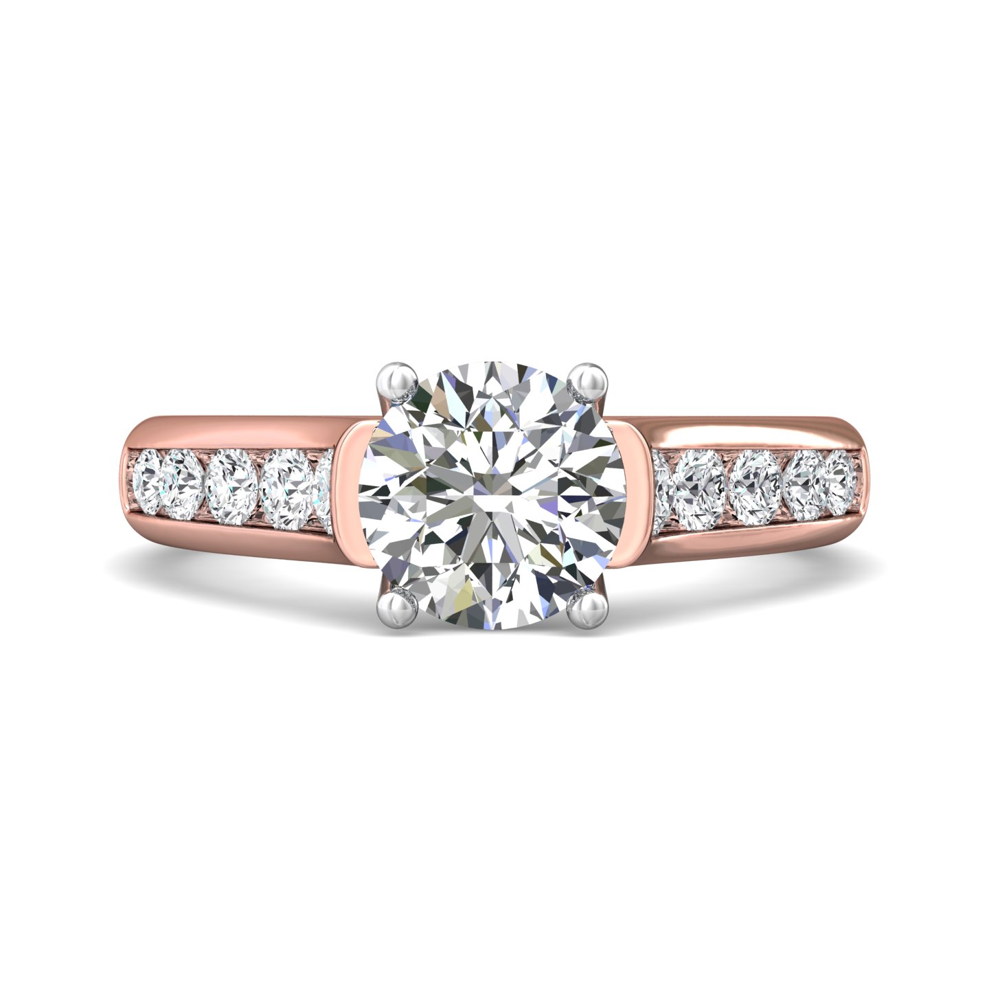 14K Rose and White Gold Round Diamond Engagement Ring
