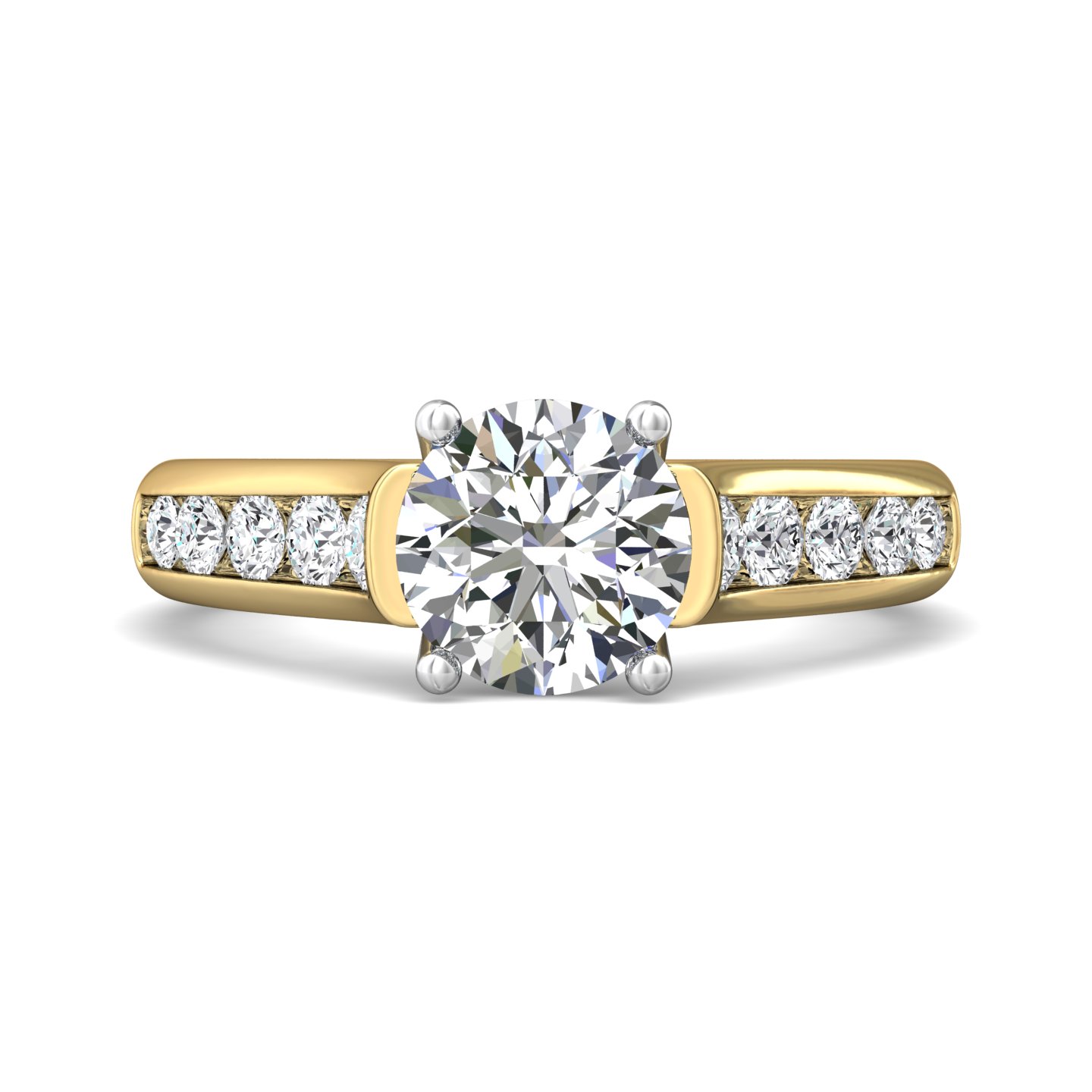 14K Yellow and White Gold Round Diamond Engagement Ring