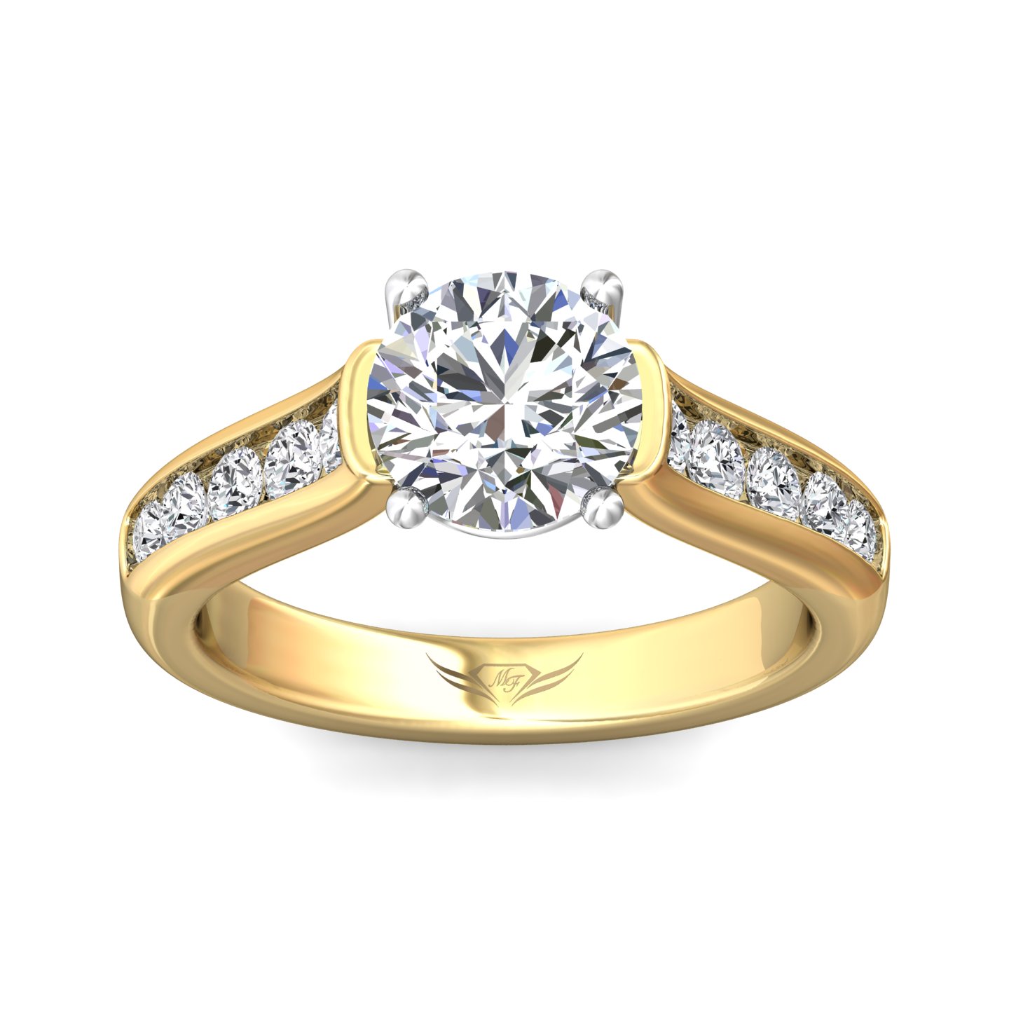 14K Yellow and White Gold Round Diamond Engagement Ring