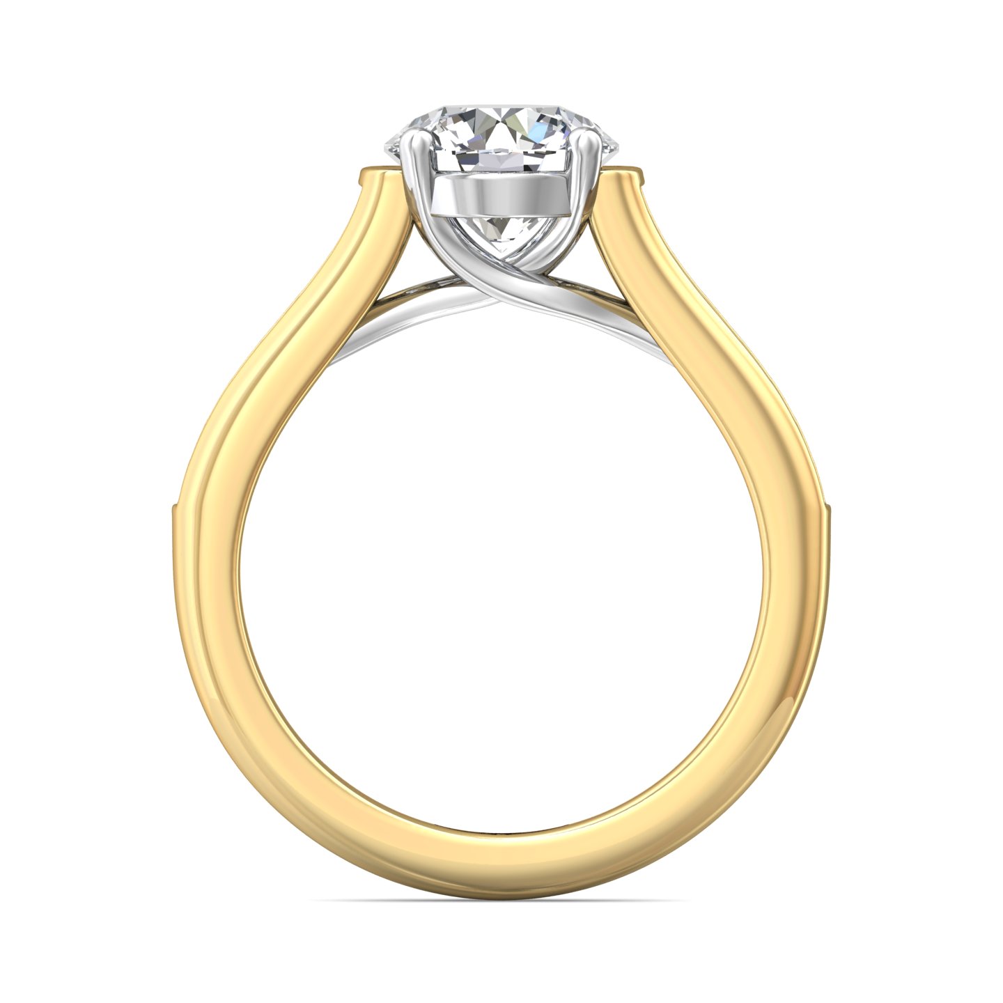 14K Yellow and White Gold Round Diamond Engagement Ring