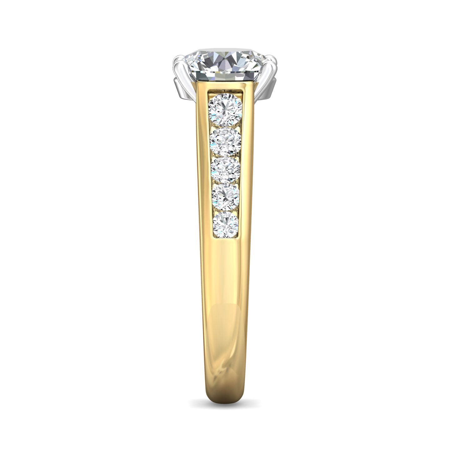 14K Yellow and White Gold Round Diamond Engagement Ring