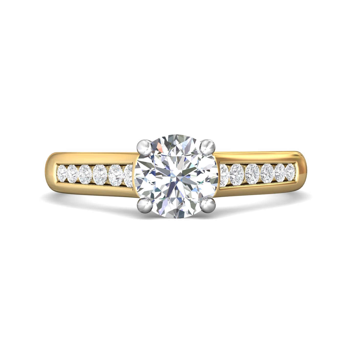 14K Yellow and White Gold Round Diamond Engagement Ring