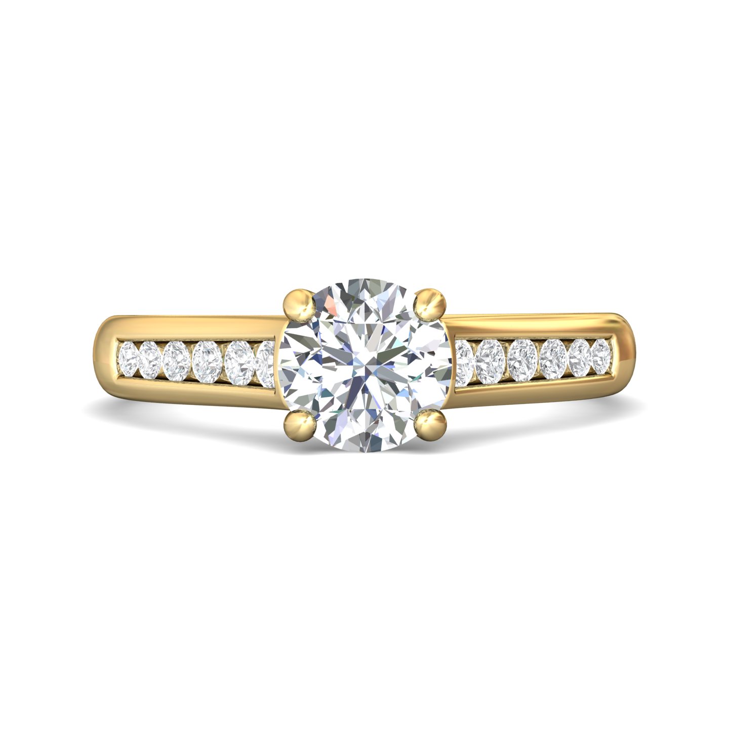 18K Yellow Gold Round Diamond Engagement Ring