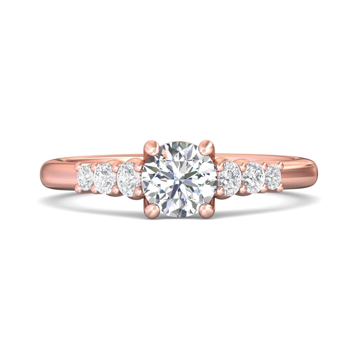 18K Rose Gold Round Diamond Engagement Ring