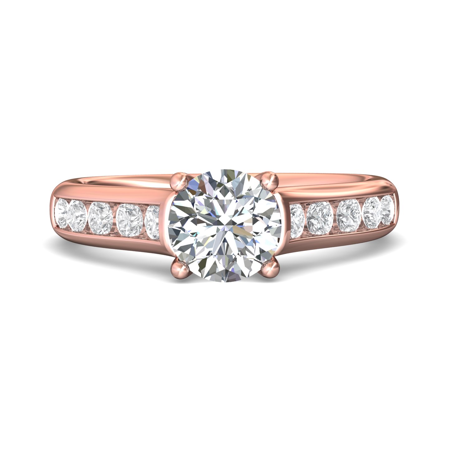 18K Rose Gold Round Diamond Engagement Ring