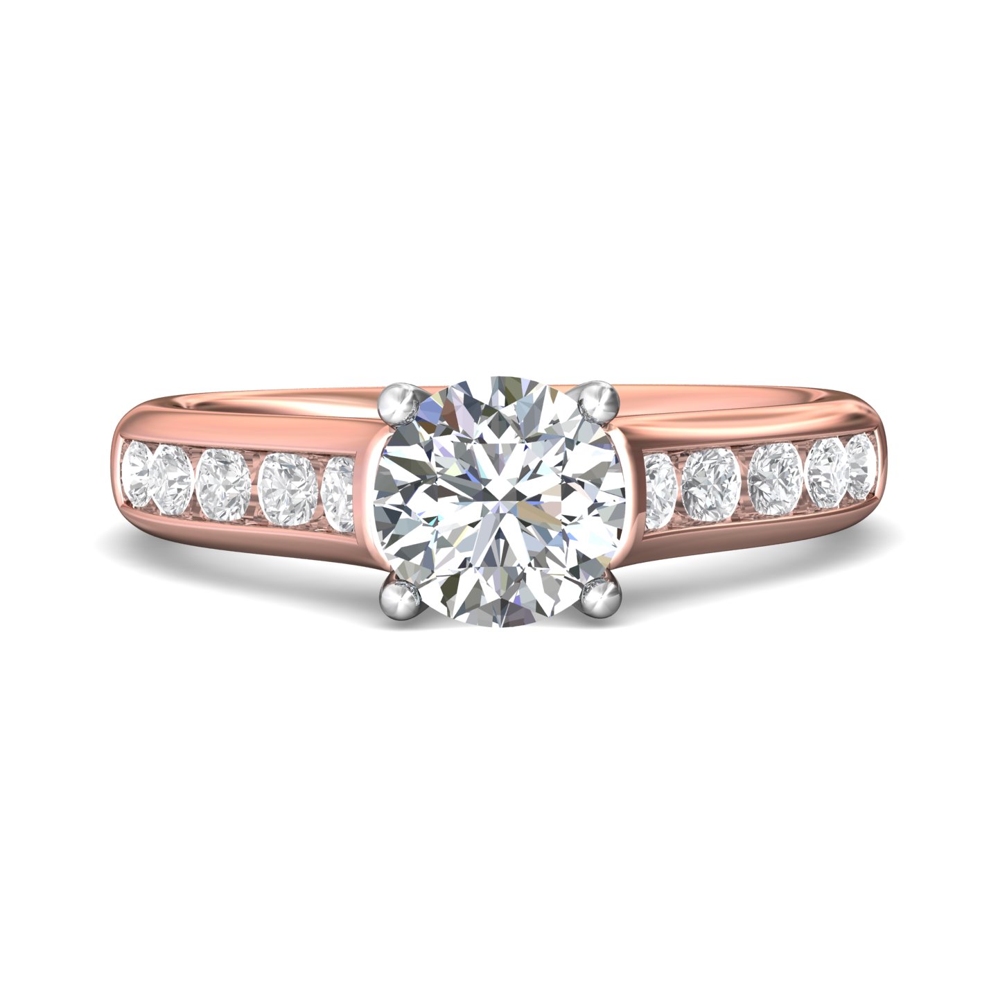 14K Rose and White Gold Round Diamond Engagement Ring