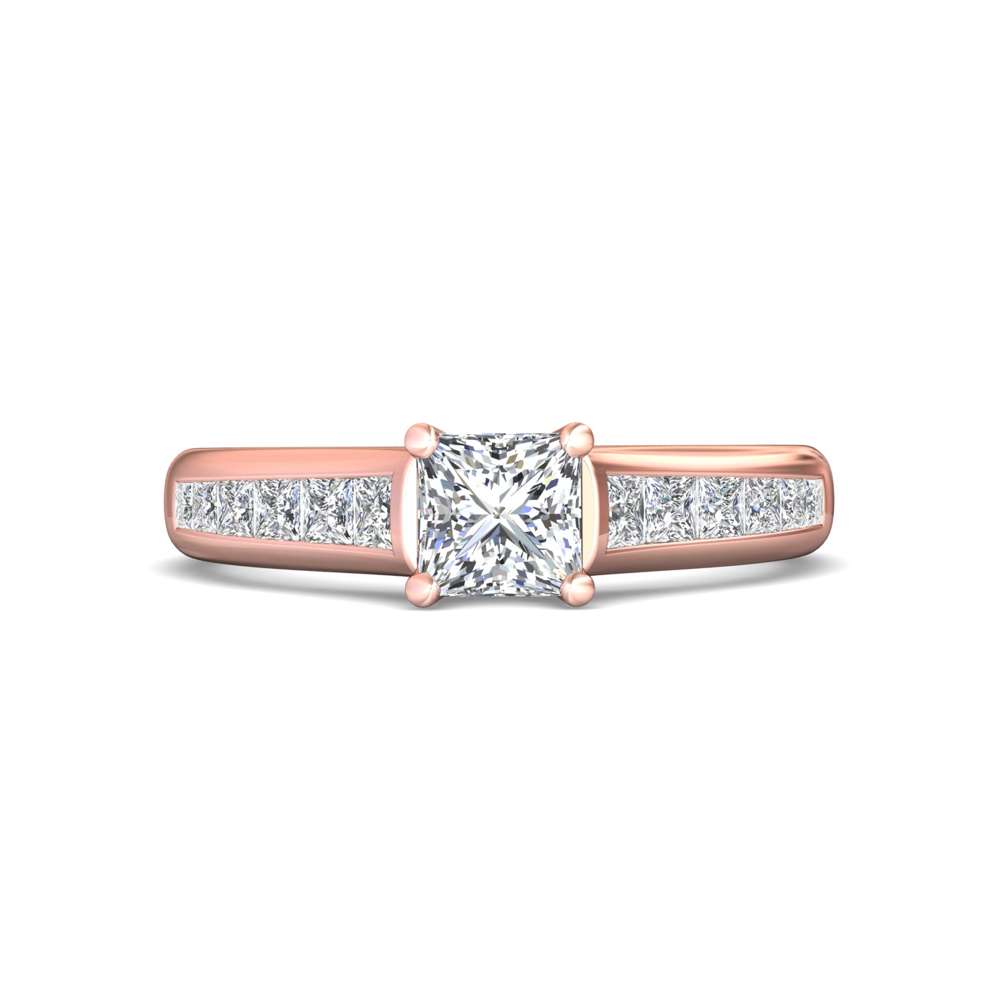 14K Rose Gold Princess Diamond Engagement Ring