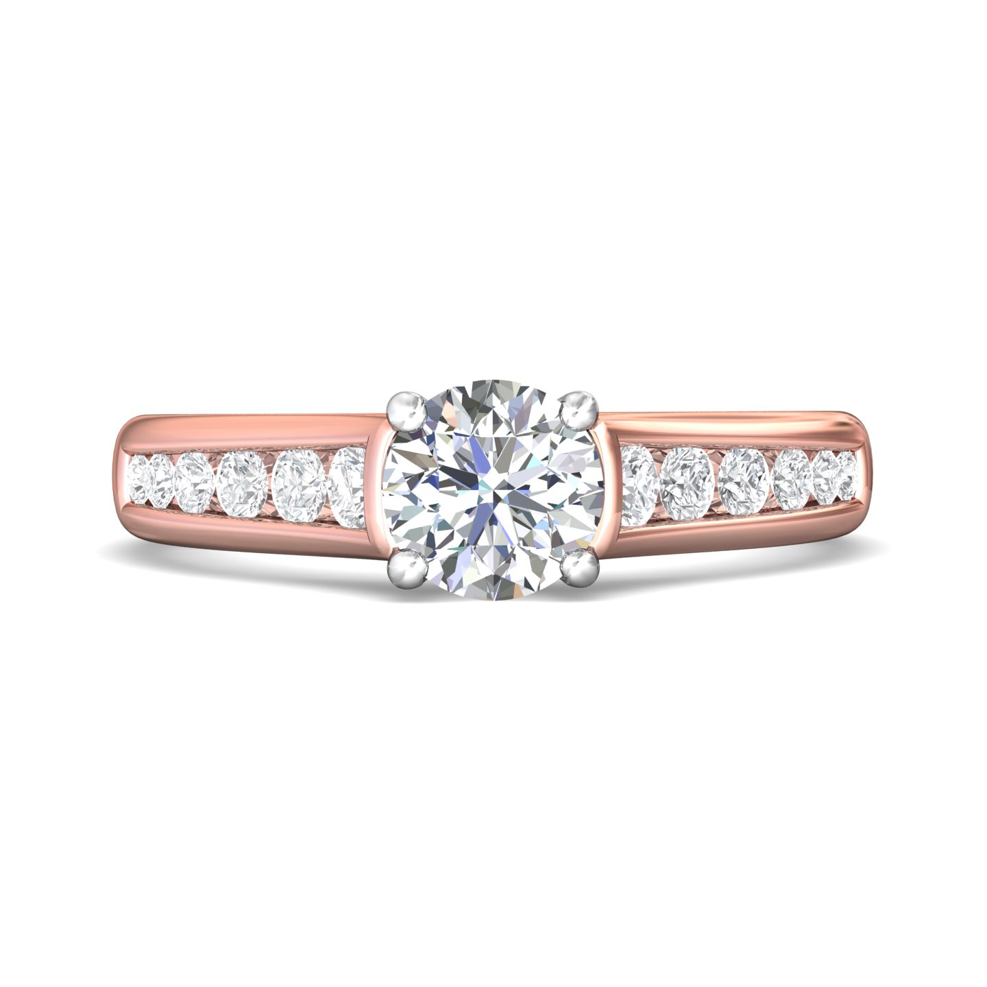 14K Rose and White Gold Round Diamond Engagement Ring