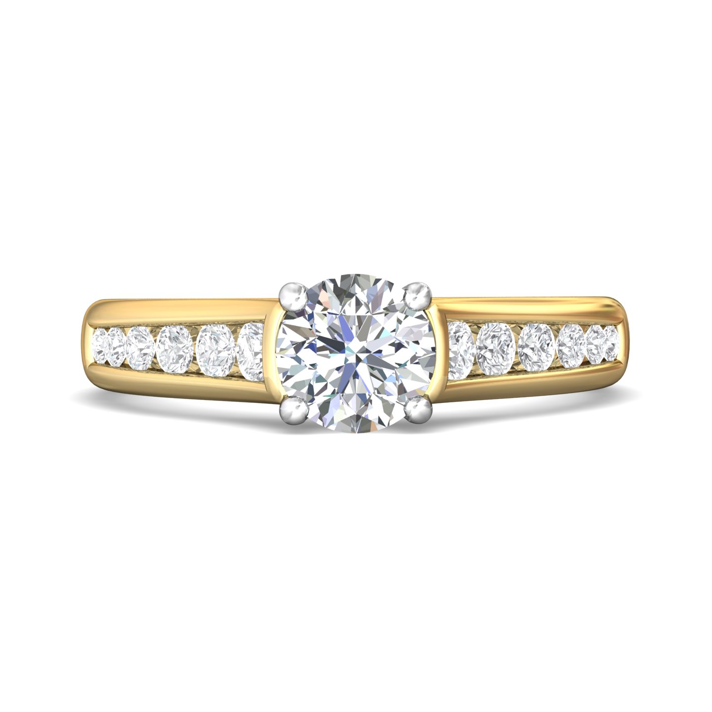 14K Yellow and White Gold Round Diamond Engagement Ring