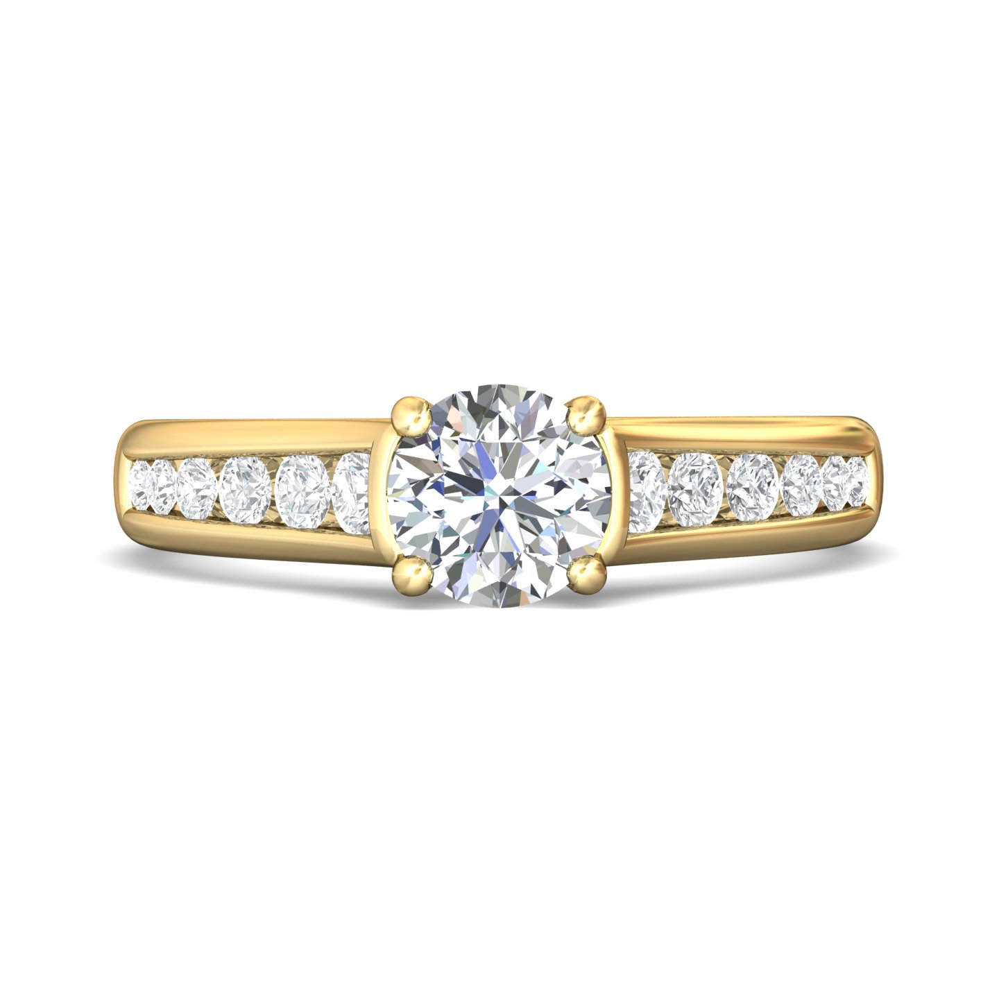 14K Yellow Gold Round Diamond Engagement Ring