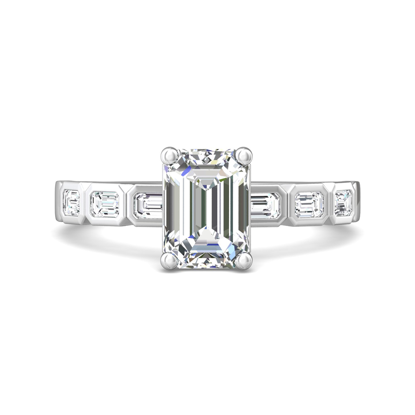 14k yellow and white gold emerald cut diamond engagement ring