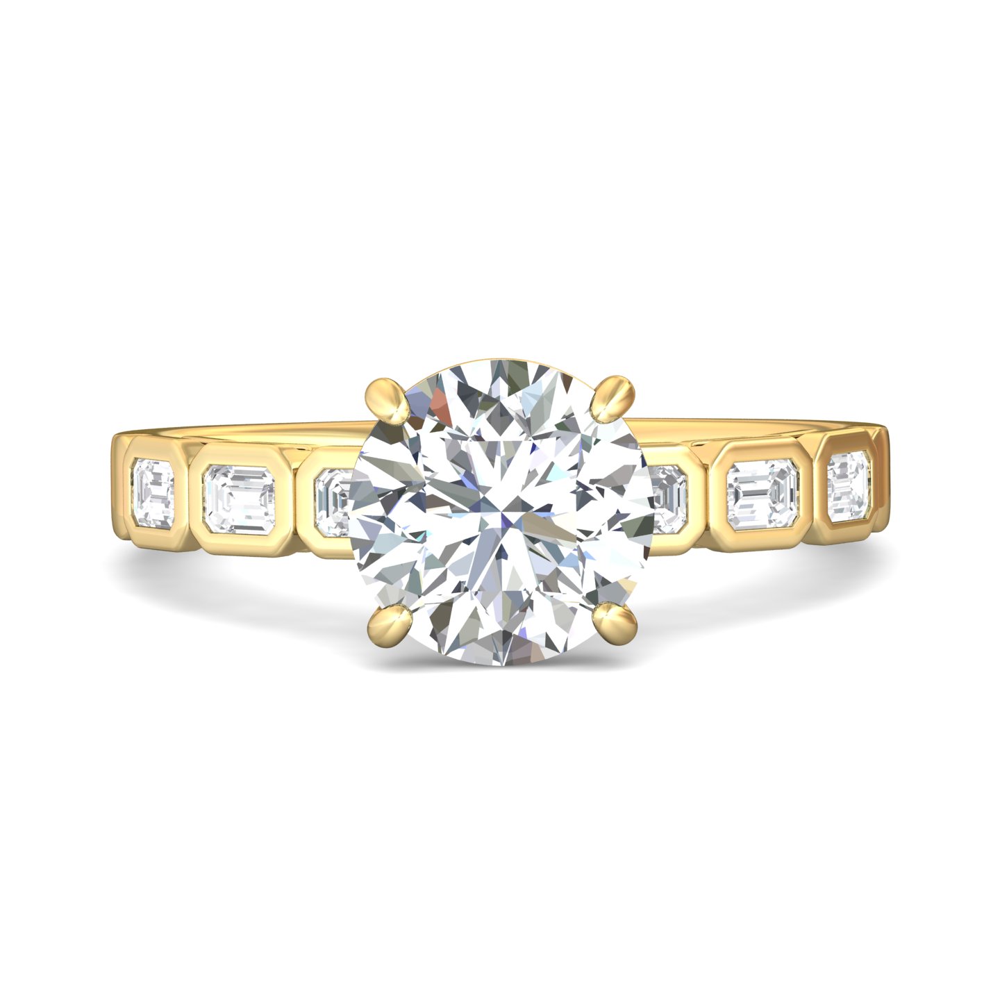 14k yellow and white gold emerald cut diamond engagement ring