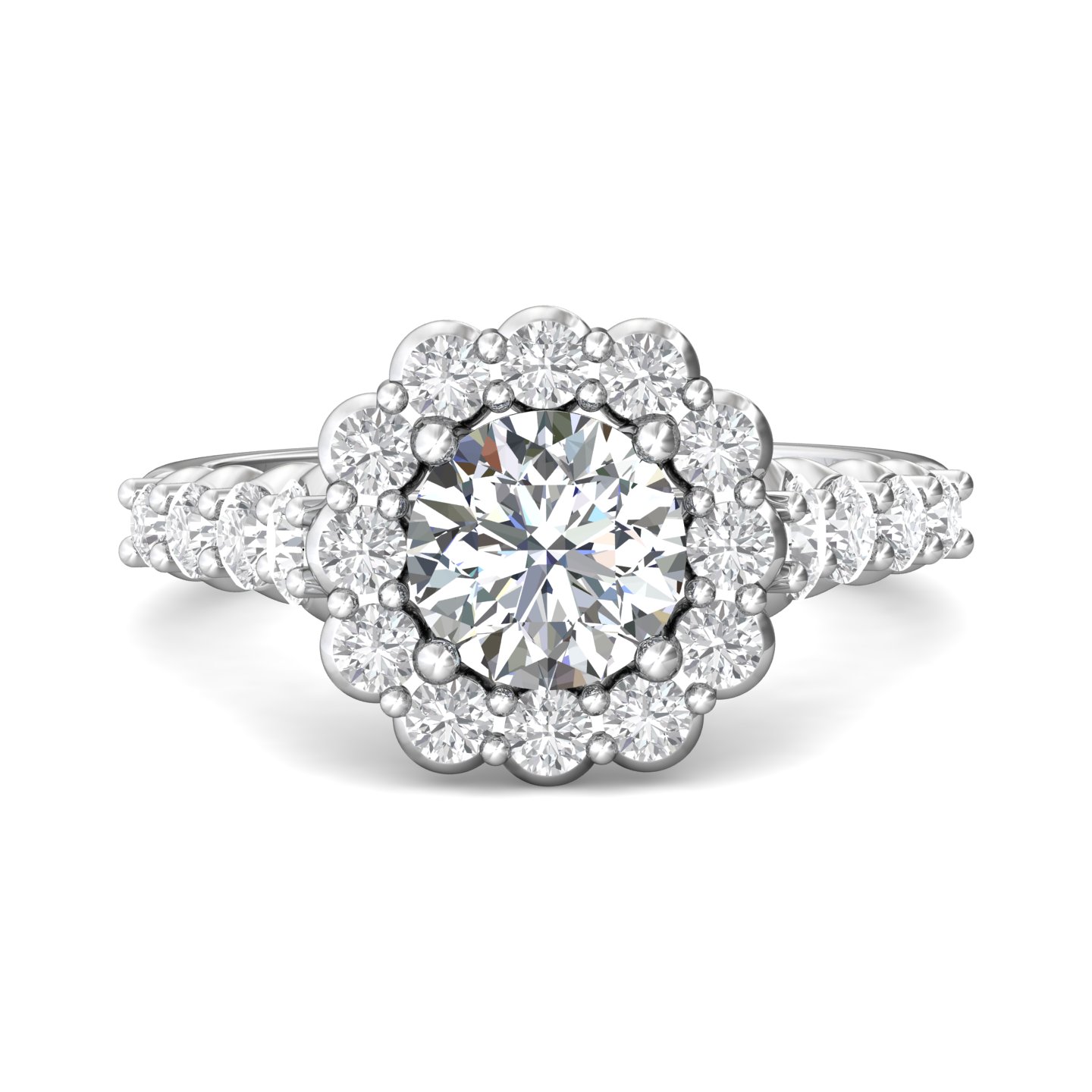  Platinum Cushion Diamond Engagement Ring