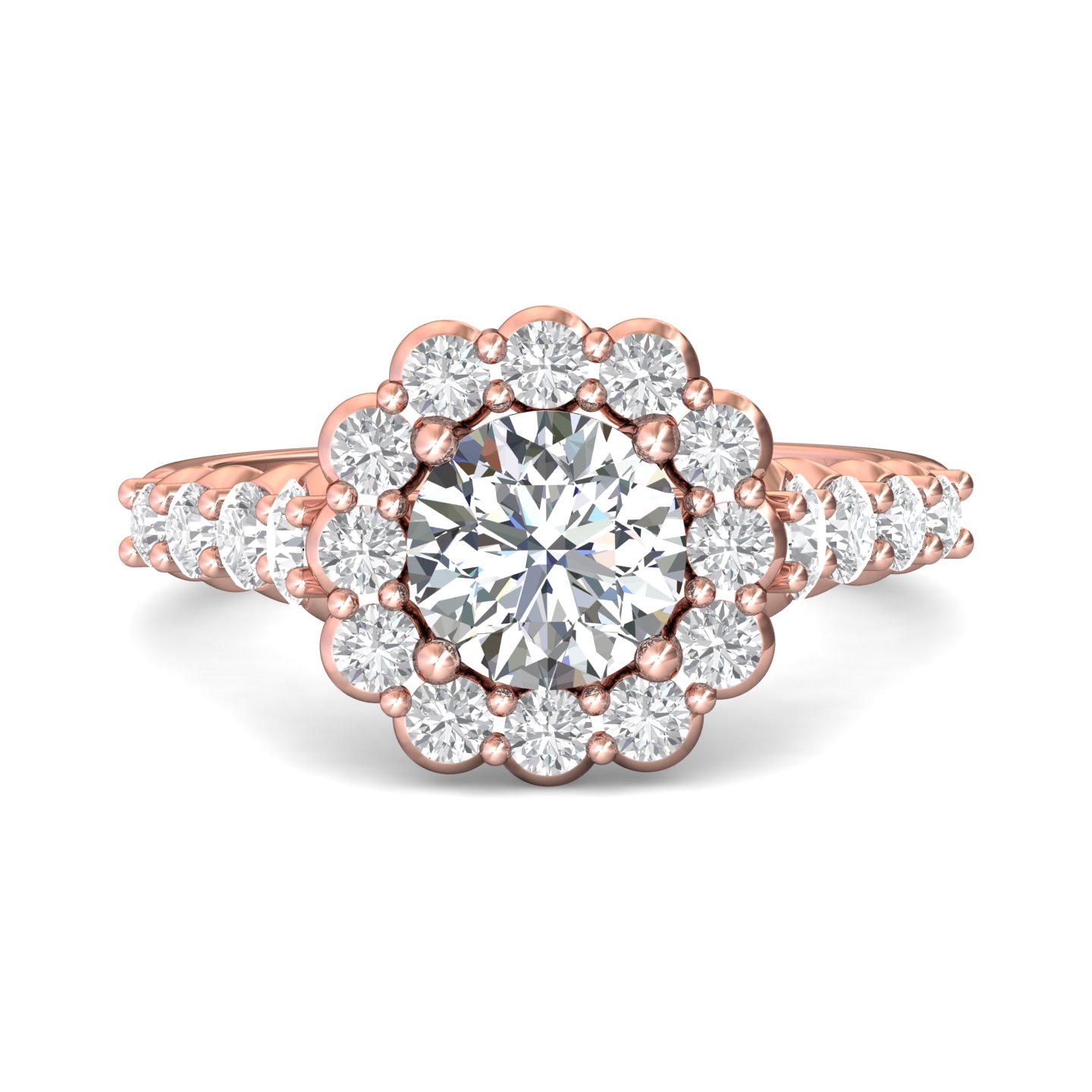 14K Rose Gold Cushion Diamond Engagement Ring