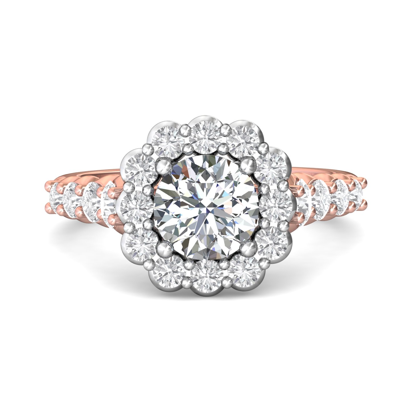 18K Rose and White Gold Cushion Diamond Engagement Ring