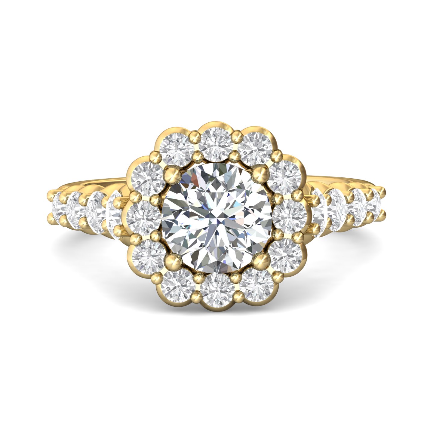 14K Yellow Gold Cushion Diamond Engagement Ring