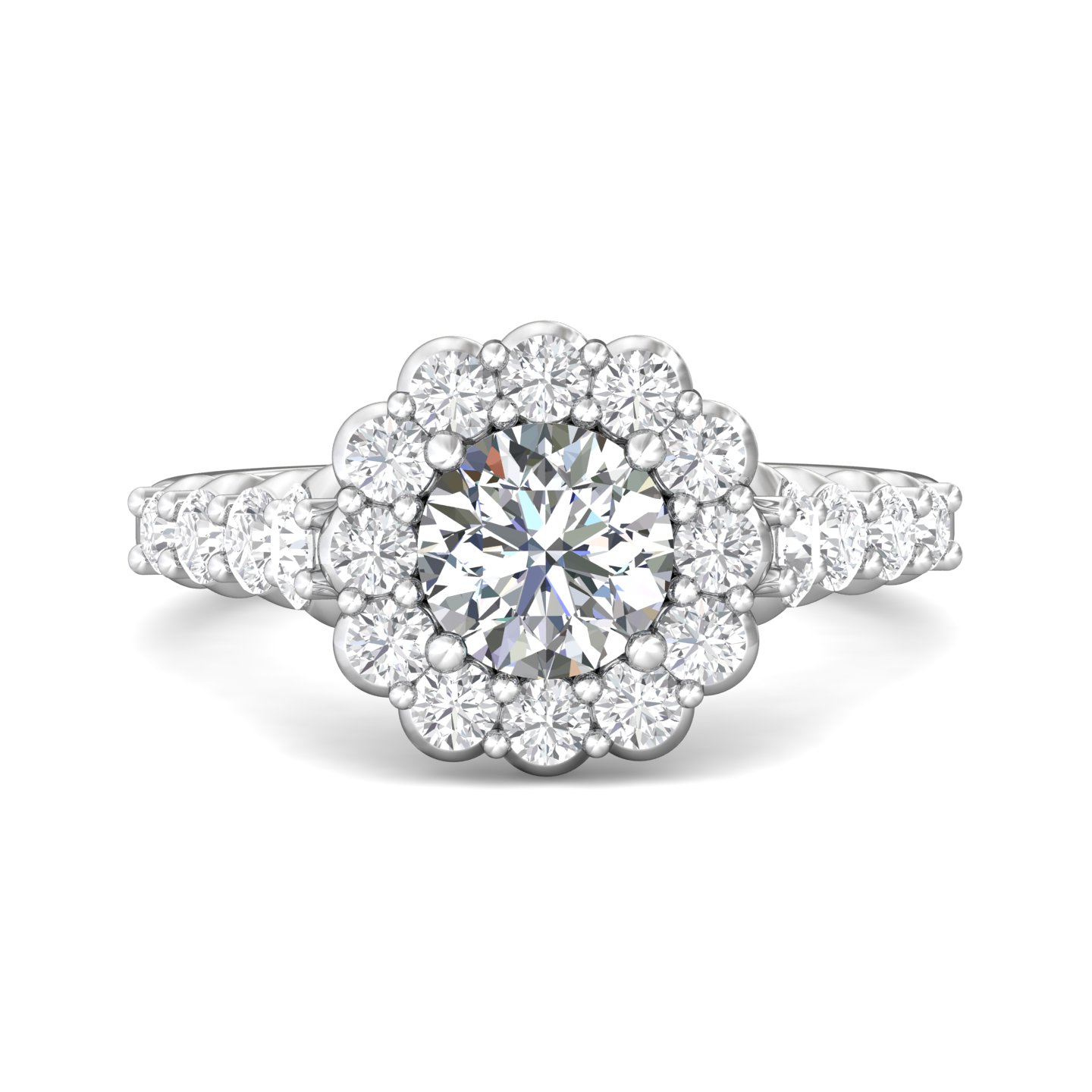  Platinum Cushion Diamond Engagement Ring