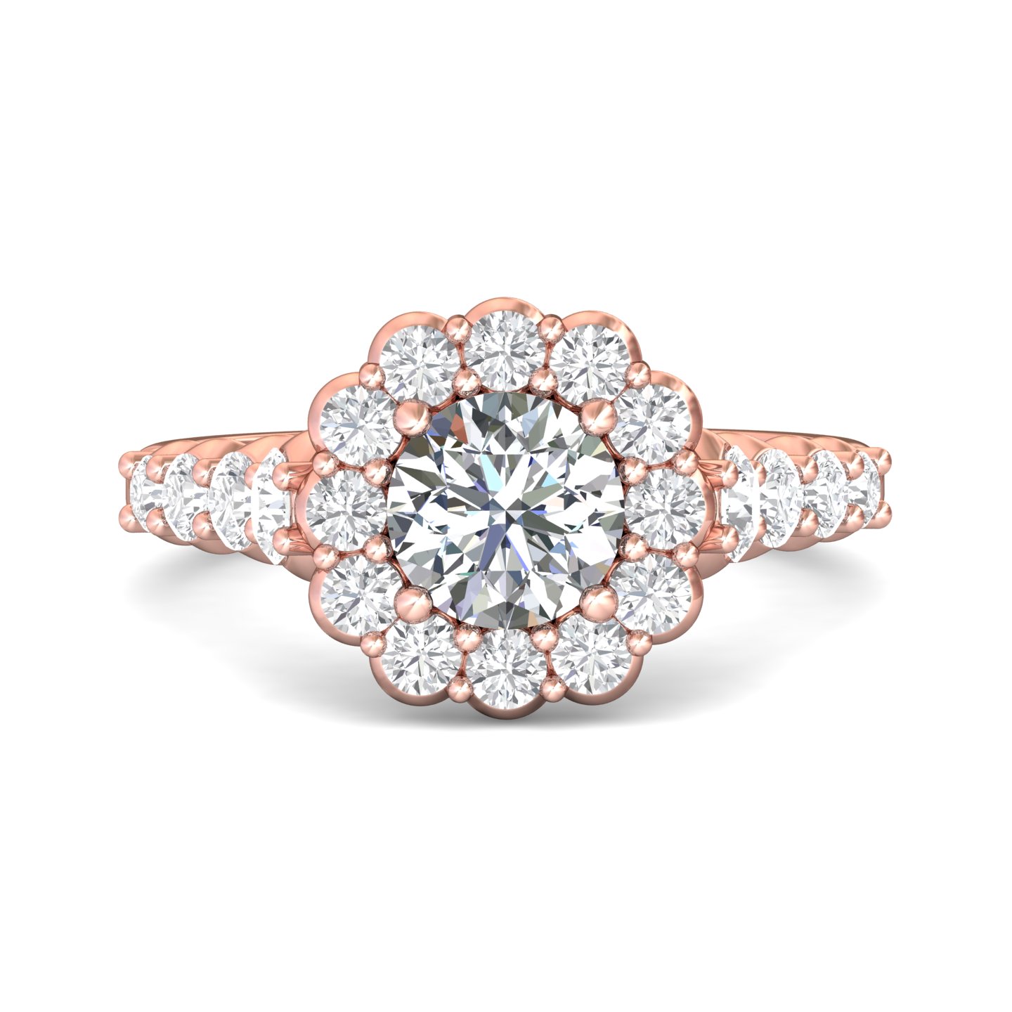 18K Rose Gold Cushion Diamond Engagement Ring