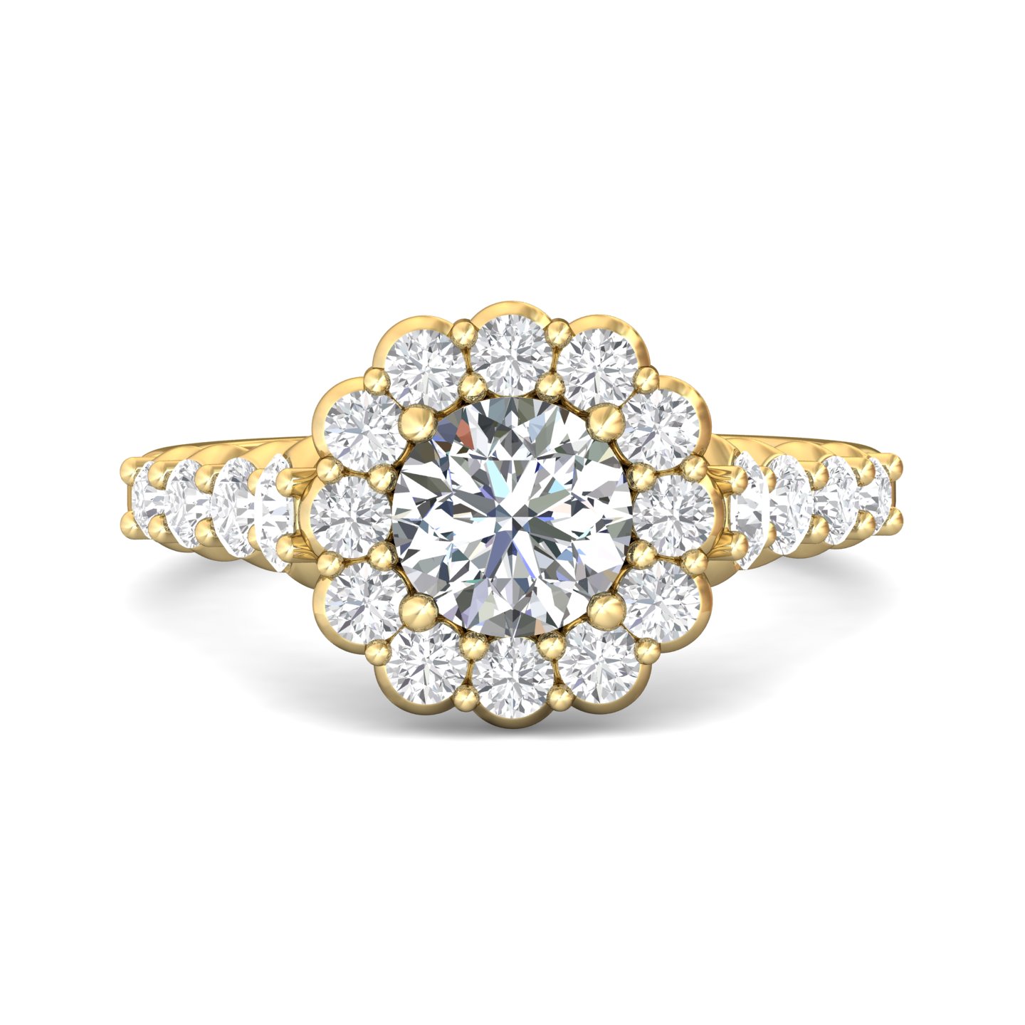 18K Yellow Gold Cushion Diamond Engagement Ring