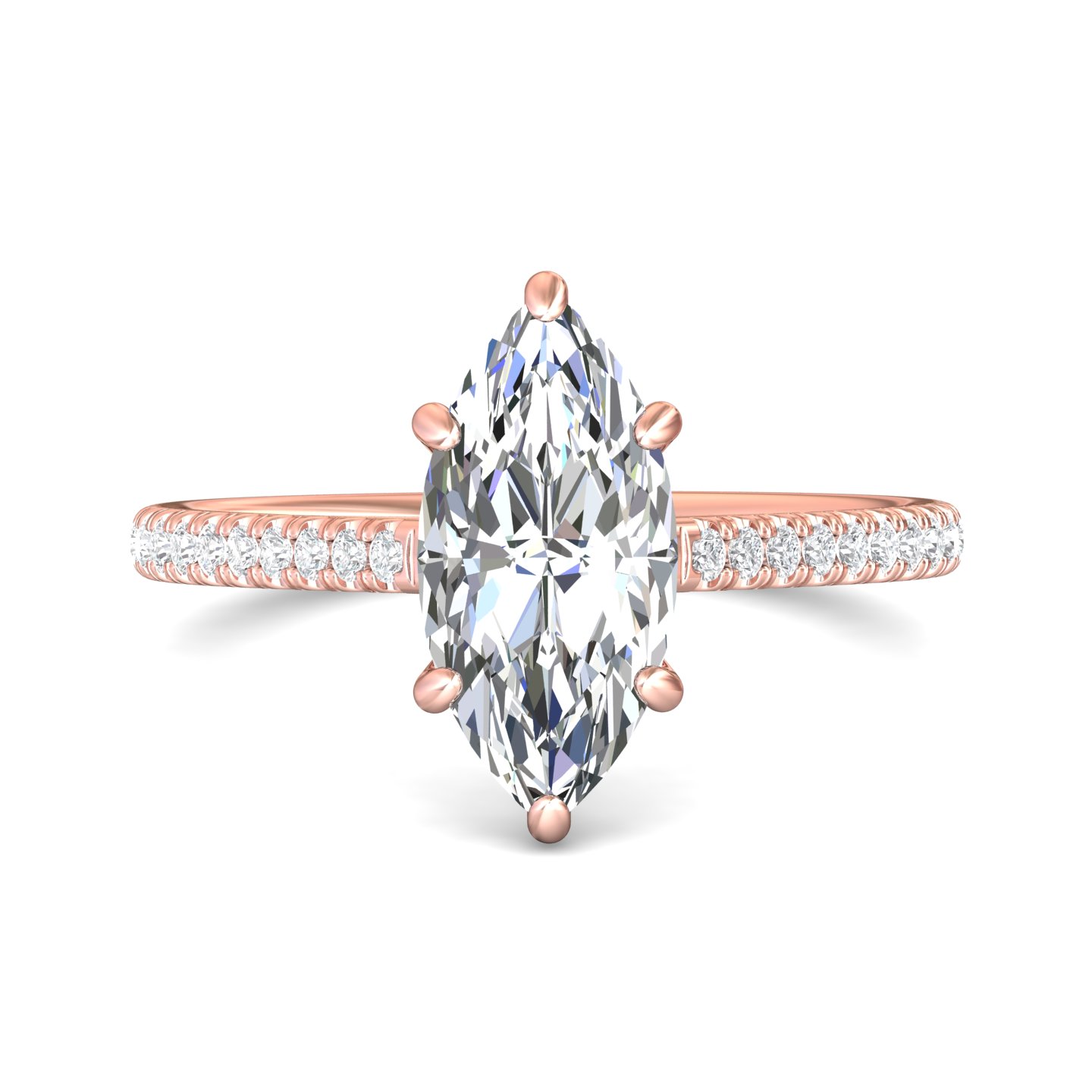 14K Rose Gold Marquise Diamond Engagement Ring