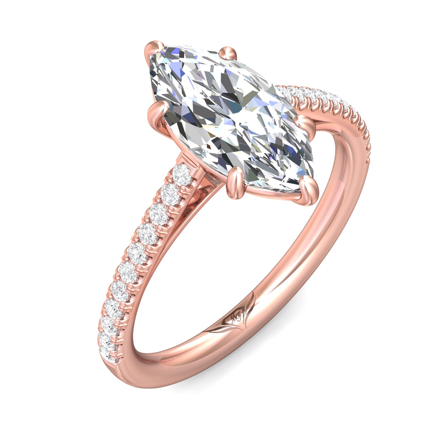 14K Rose Gold Marquise Diamond Engagement Ring
