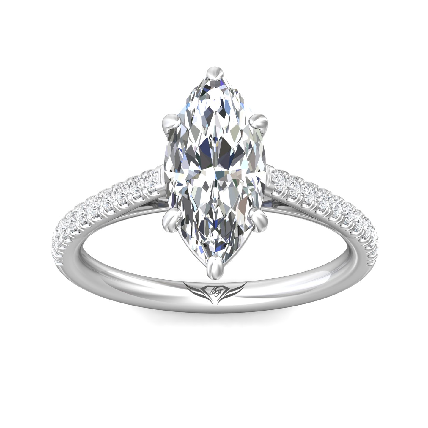 14K White Gold Marquise Diamond Engagement Ring