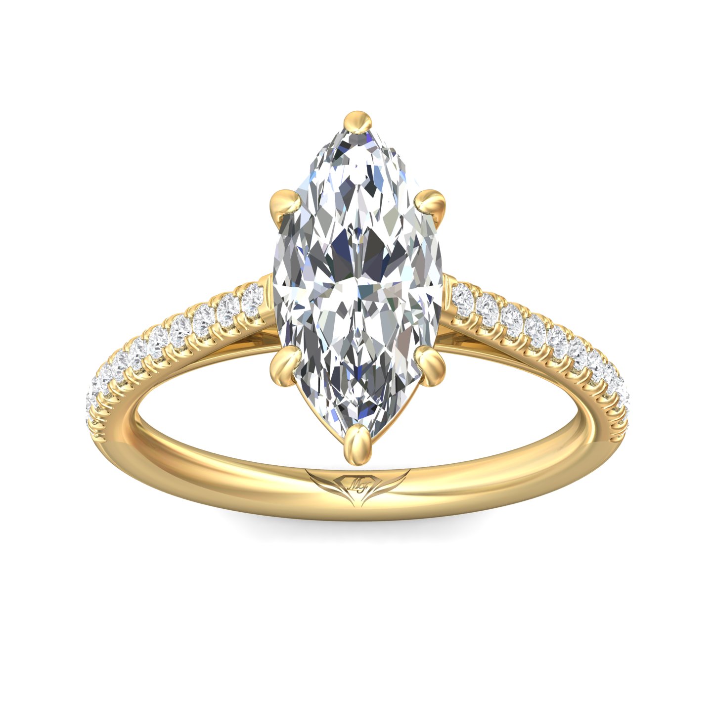 14K Yellow Gold Marquise Diamond Engagement Ring