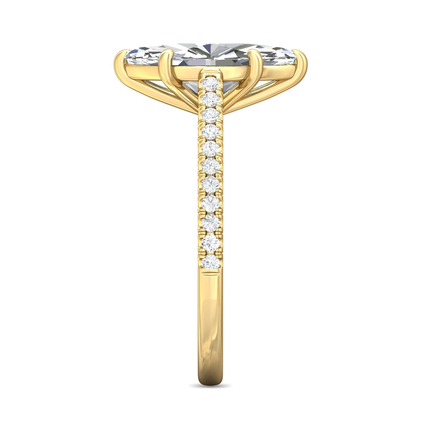 14K Yellow Gold Marquise Diamond Engagement Ring