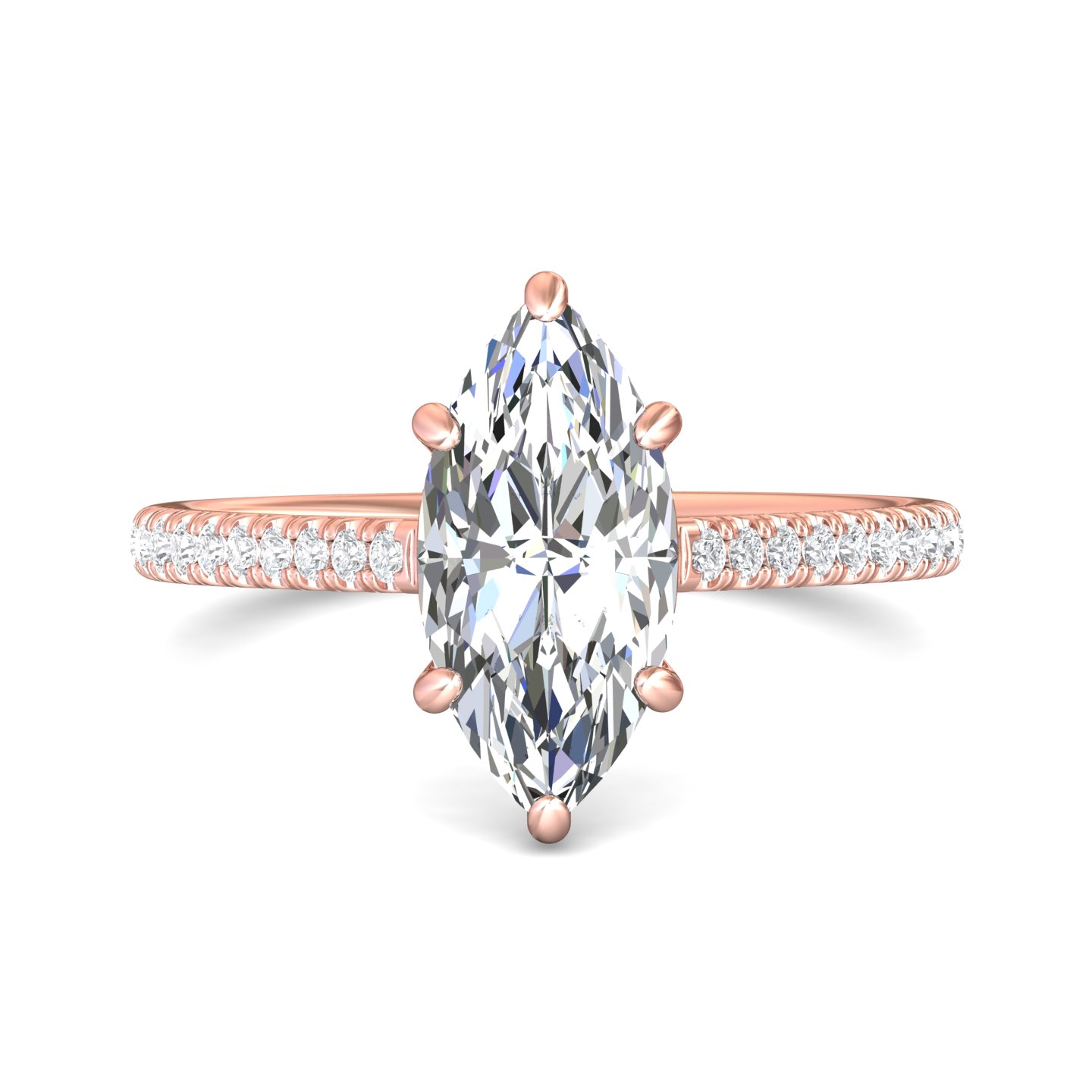 14K Rose Gold Marquise Diamond Engagement Ring