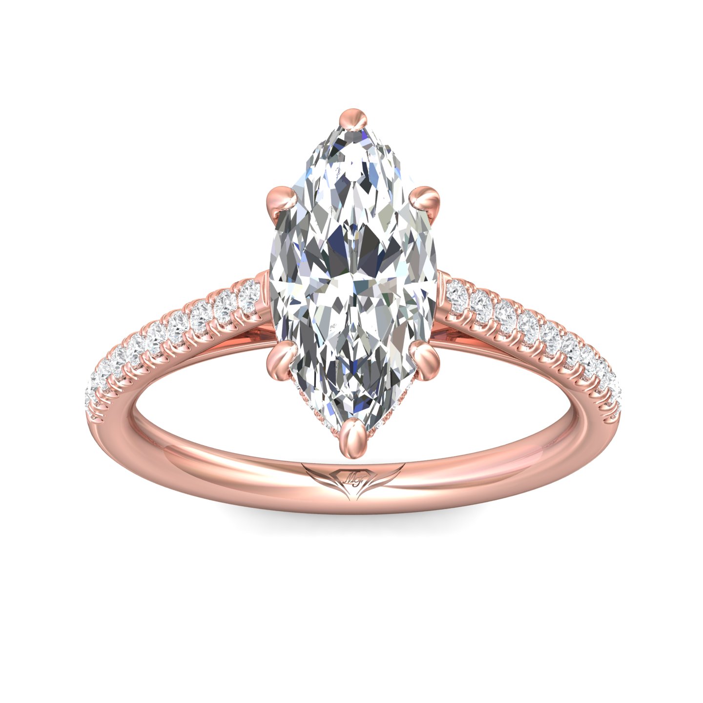 14K Rose Gold Marquise Diamond Engagement Ring