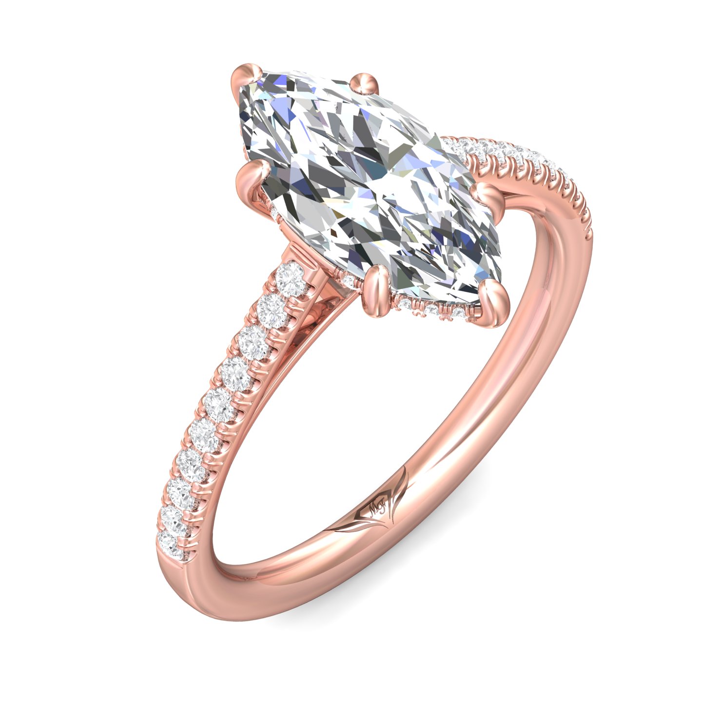 14K Rose Gold Marquise Diamond Engagement Ring