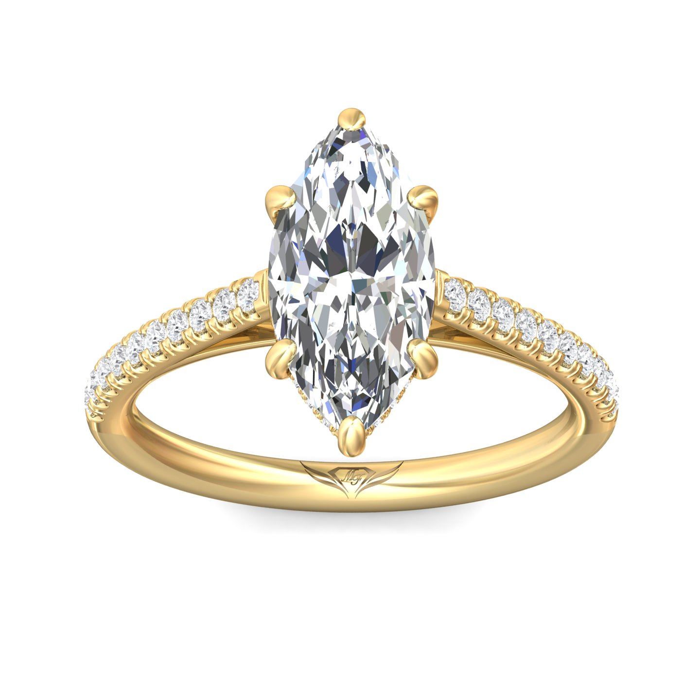 14K Yellow Gold Marquise Diamond Engagement Ring